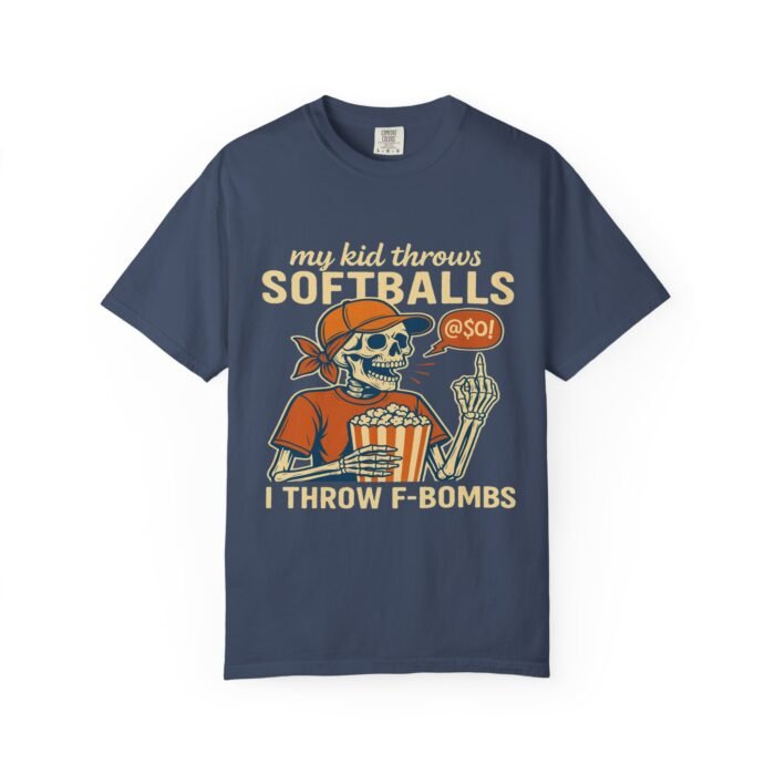 Funny Skeleton Softball Mothers DayT-Shirt - Unisex Garment-Dyed Tee