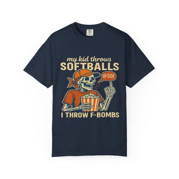 Funny Skeleton Softball Mothers DayT-Shirt - Unisex Garment-Dyed Tee - Image 7
