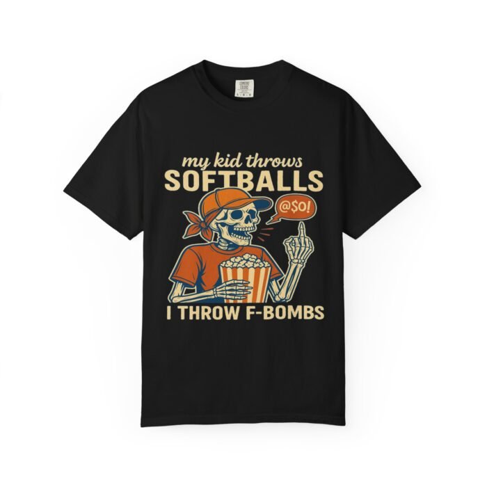 Funny Skeleton Softball Mothers DayT-Shirt - Unisex Garment-Dyed Tee - Image 6